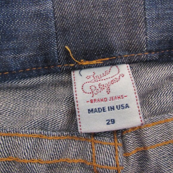 True Religion Jeans Unisex Size 29 Section Row Seat Dark Blue Wash Distressed - Picture 7 of 14